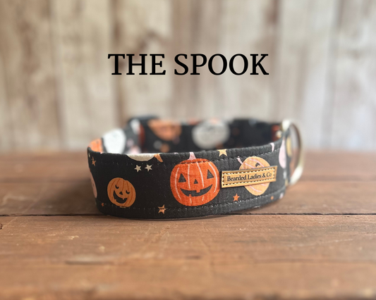 Pink & Orange Jack-O-Lanterns on Black Dog Collar