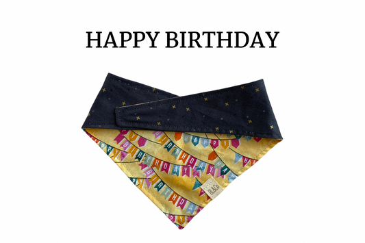 Happy Birthday Reversible Tie/On Bandana