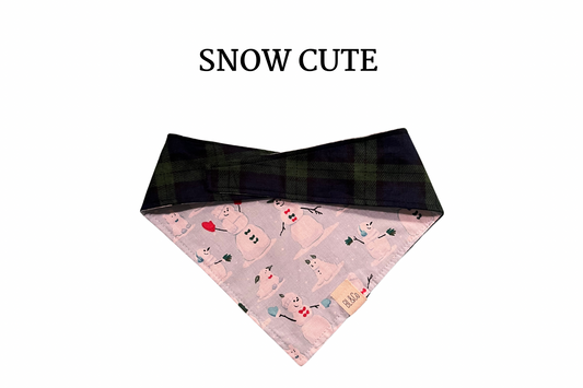 Snowmen + Green and Blue Flannel Reversible Tie/On Bandana