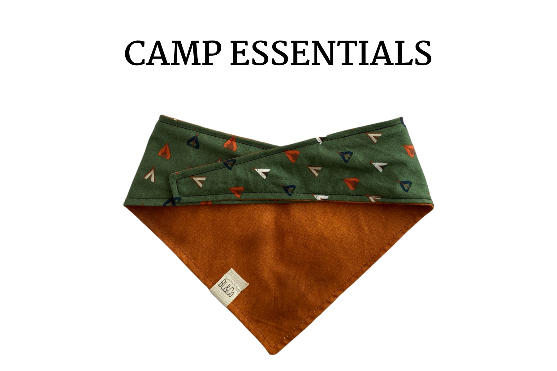 Camping Tents & Burnt Orange Reversible Tie/On Bandana **