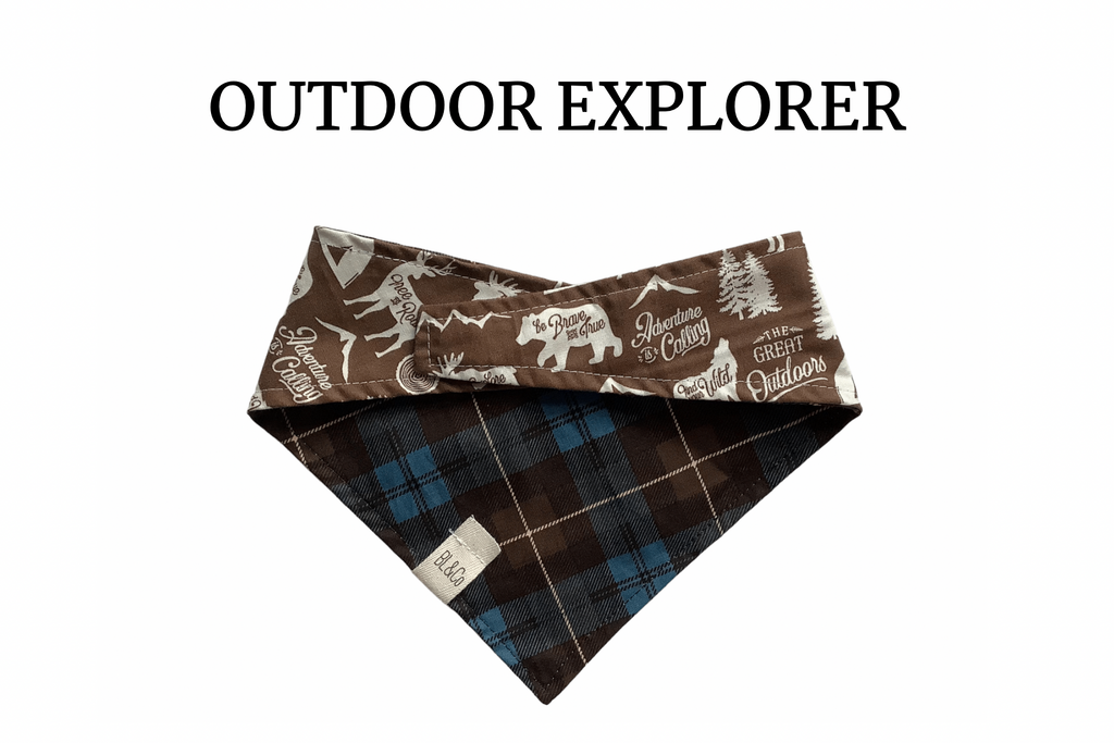 Outdoor Adventure & Plaid Reversible Tie/On Bandana