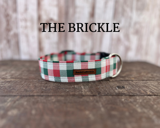 Red, Green + White Check Dog Collar