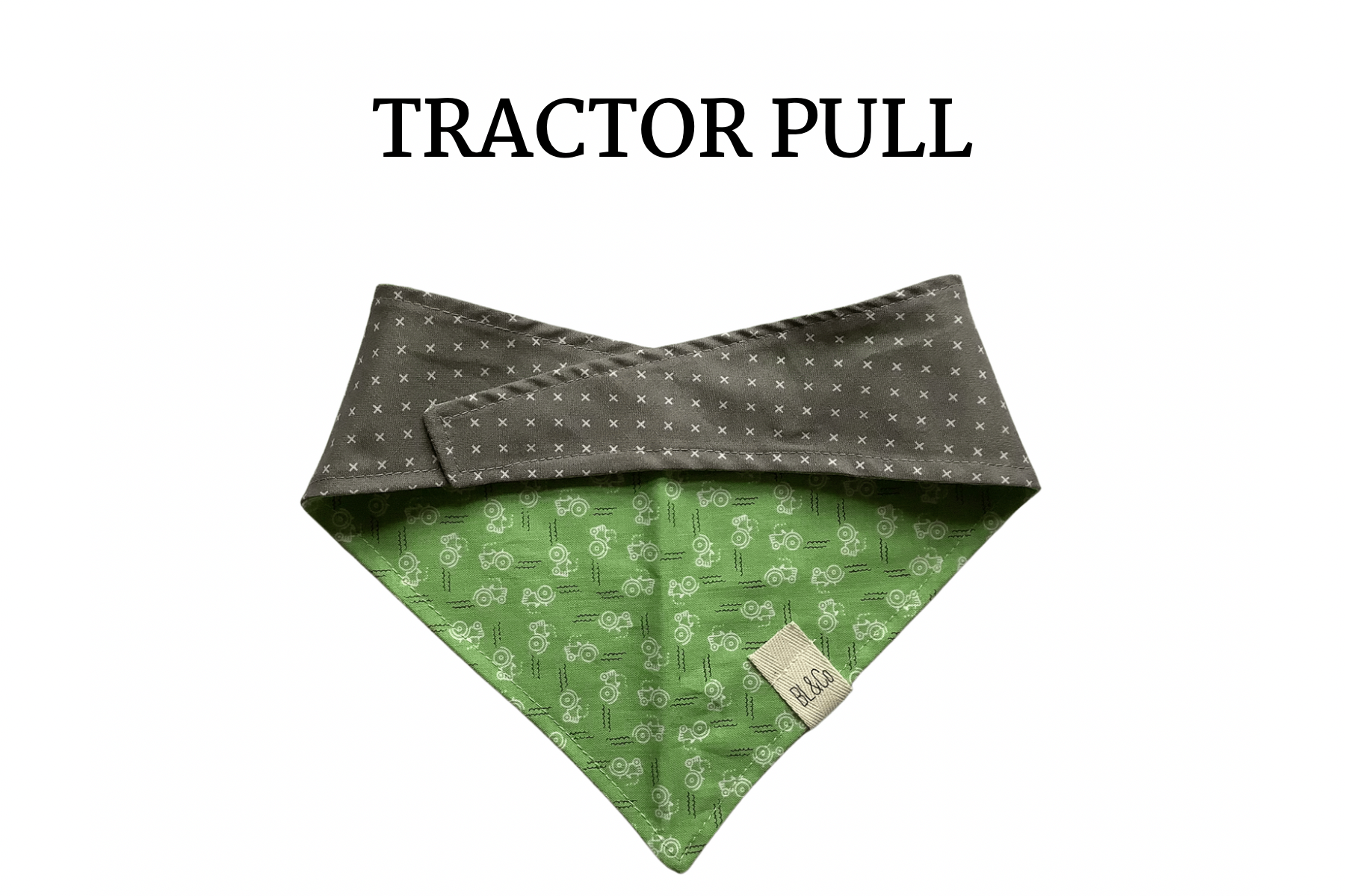 Mini Tractors & Gray Reversible Tie/On Bandana ‘