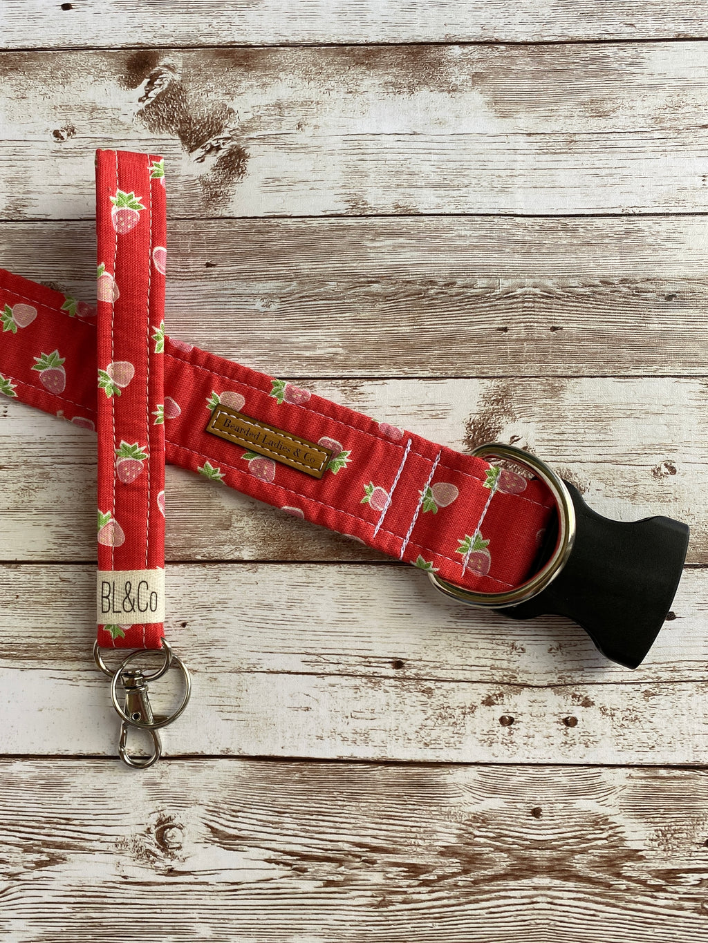 Dark Pink with Mini Strawberries Dog Collar