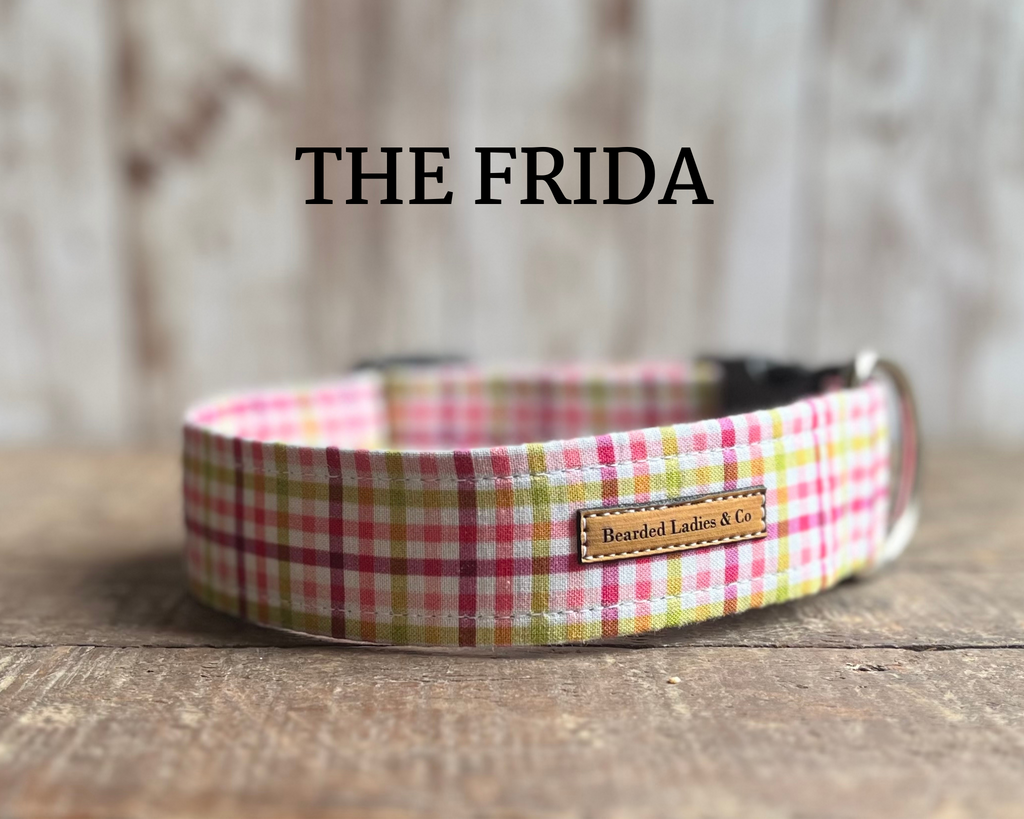 Pink + Green Plaid Dog Collar [The Frida]