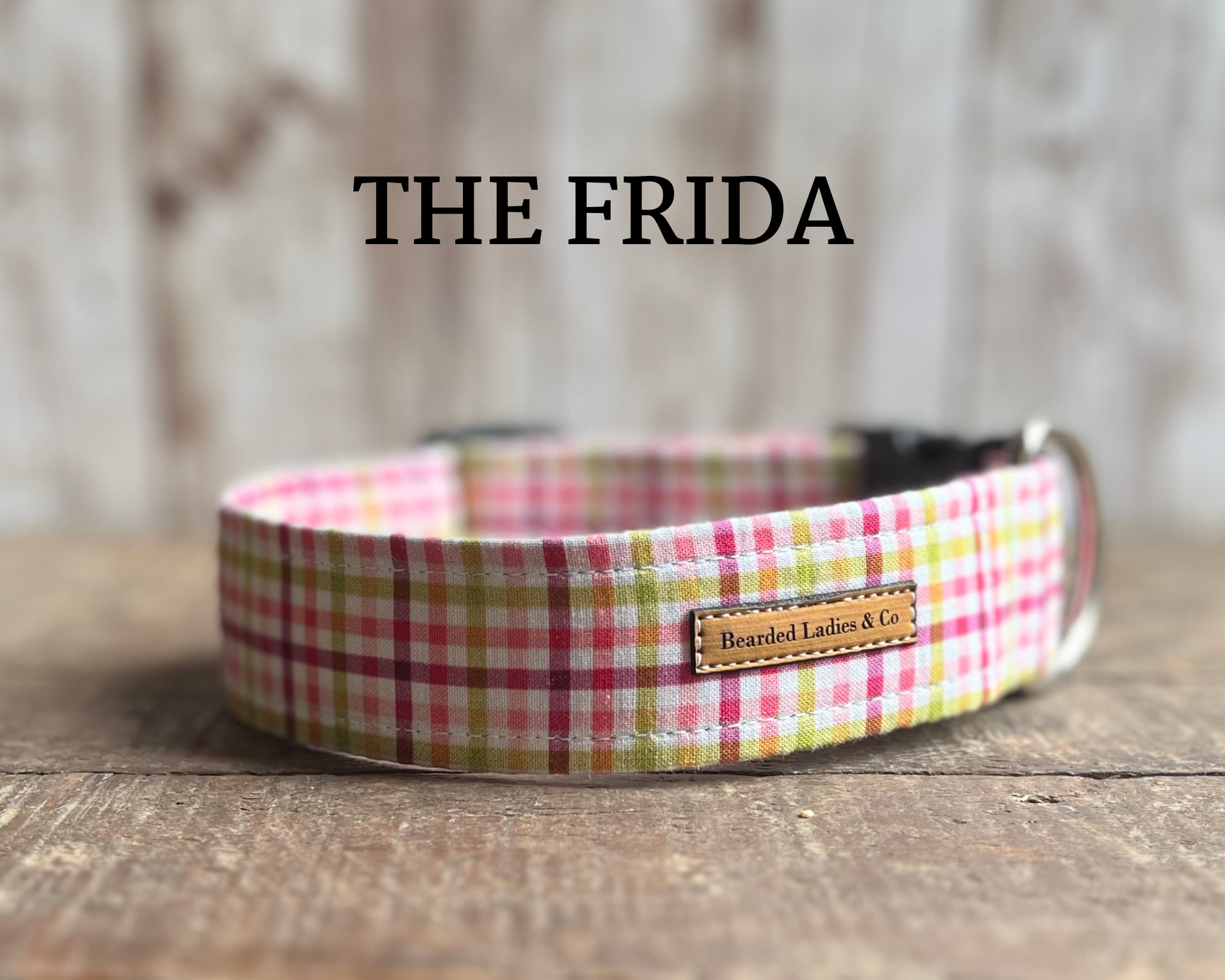 Pink + Green Plaid Dog Collar [The Frida]