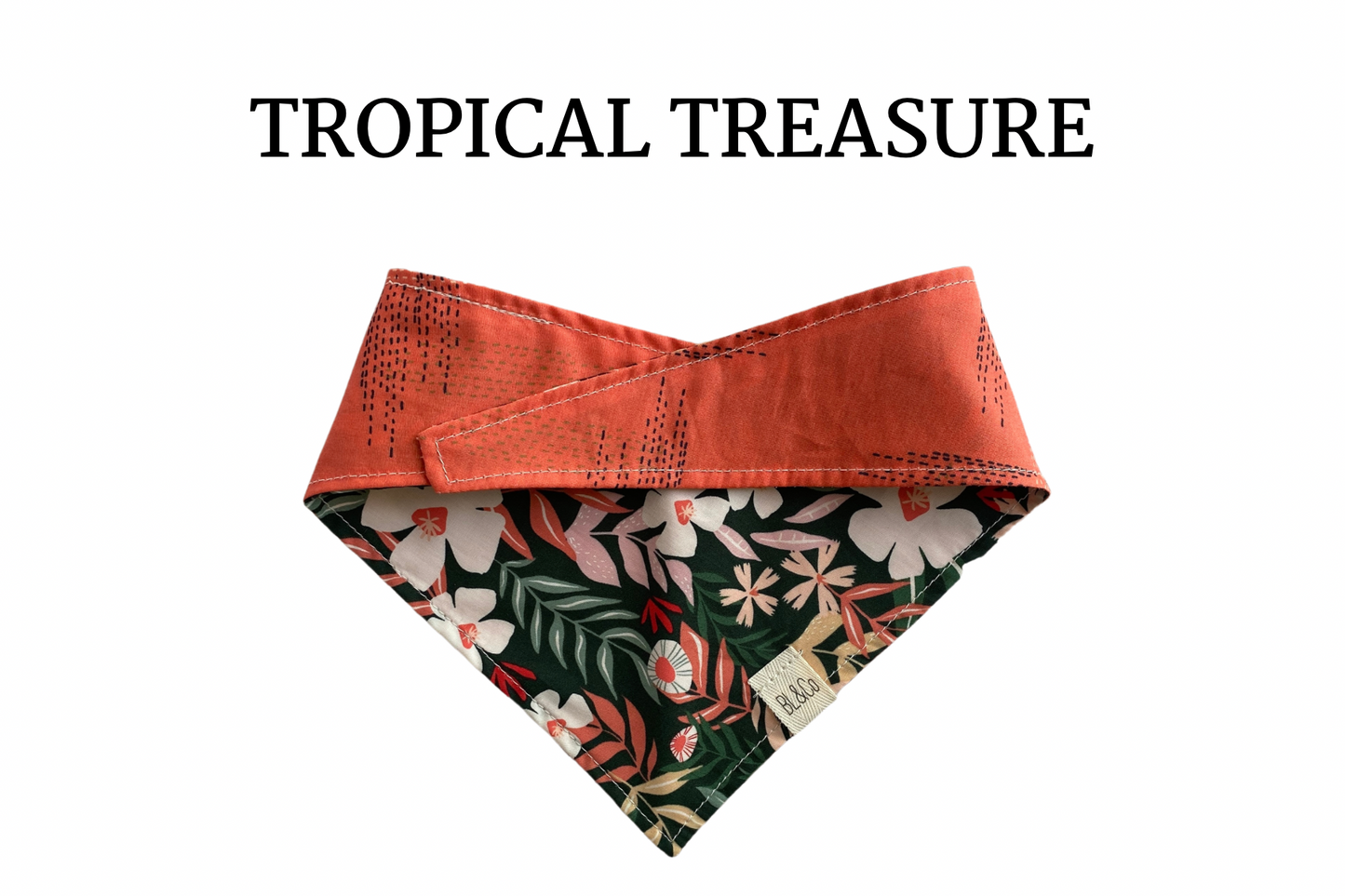 Tropical Flower & Salmon Deco Reversible Tie/On Bandana
