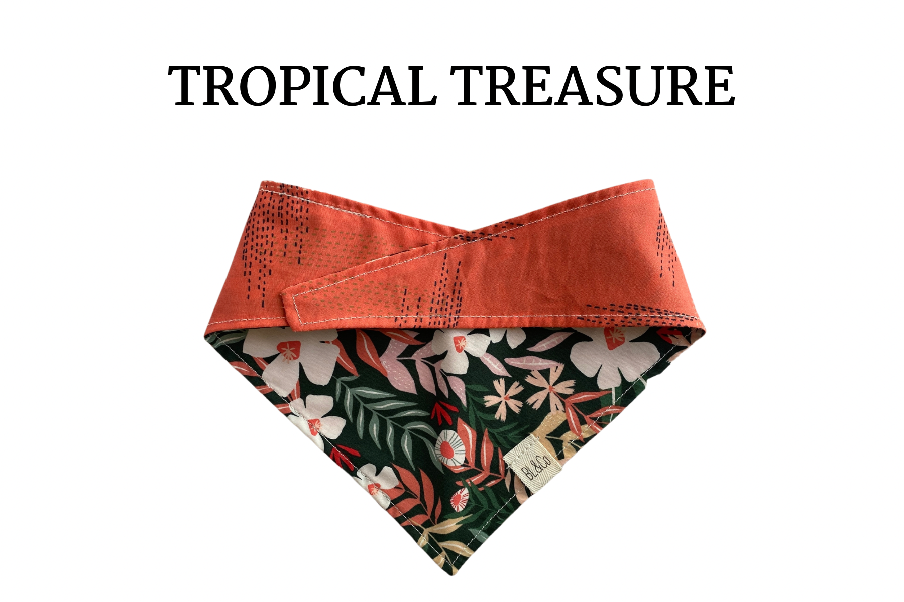 Tropical Flower & Salmon Deco Reversible Tie/On Bandana **