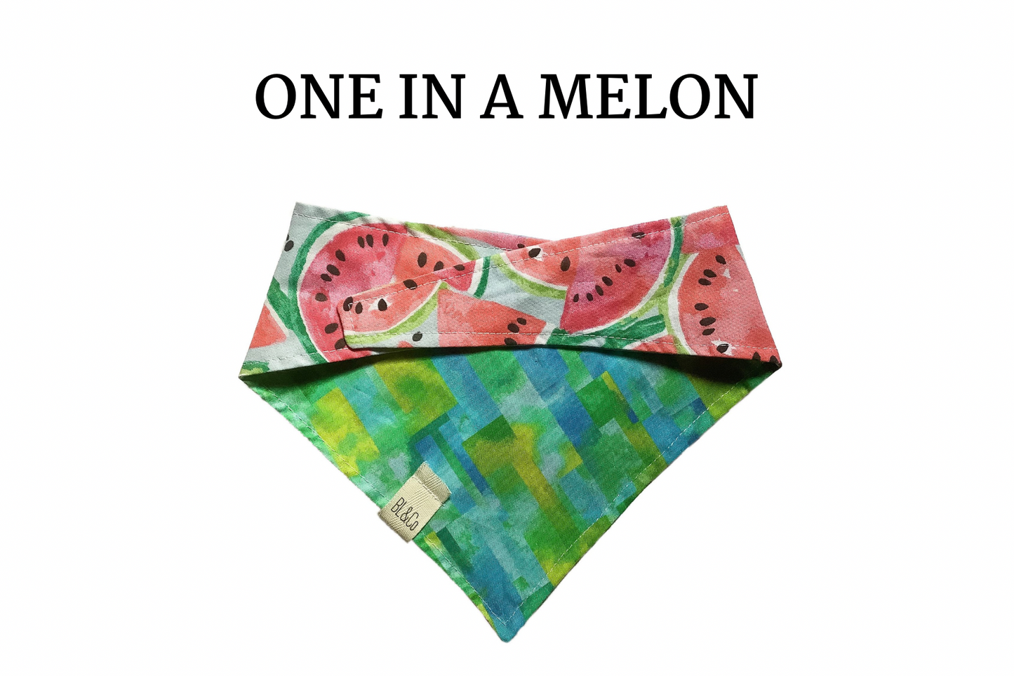 Vibrant Watermelons & Lime Green Geo Reversible Tie/On Bandana