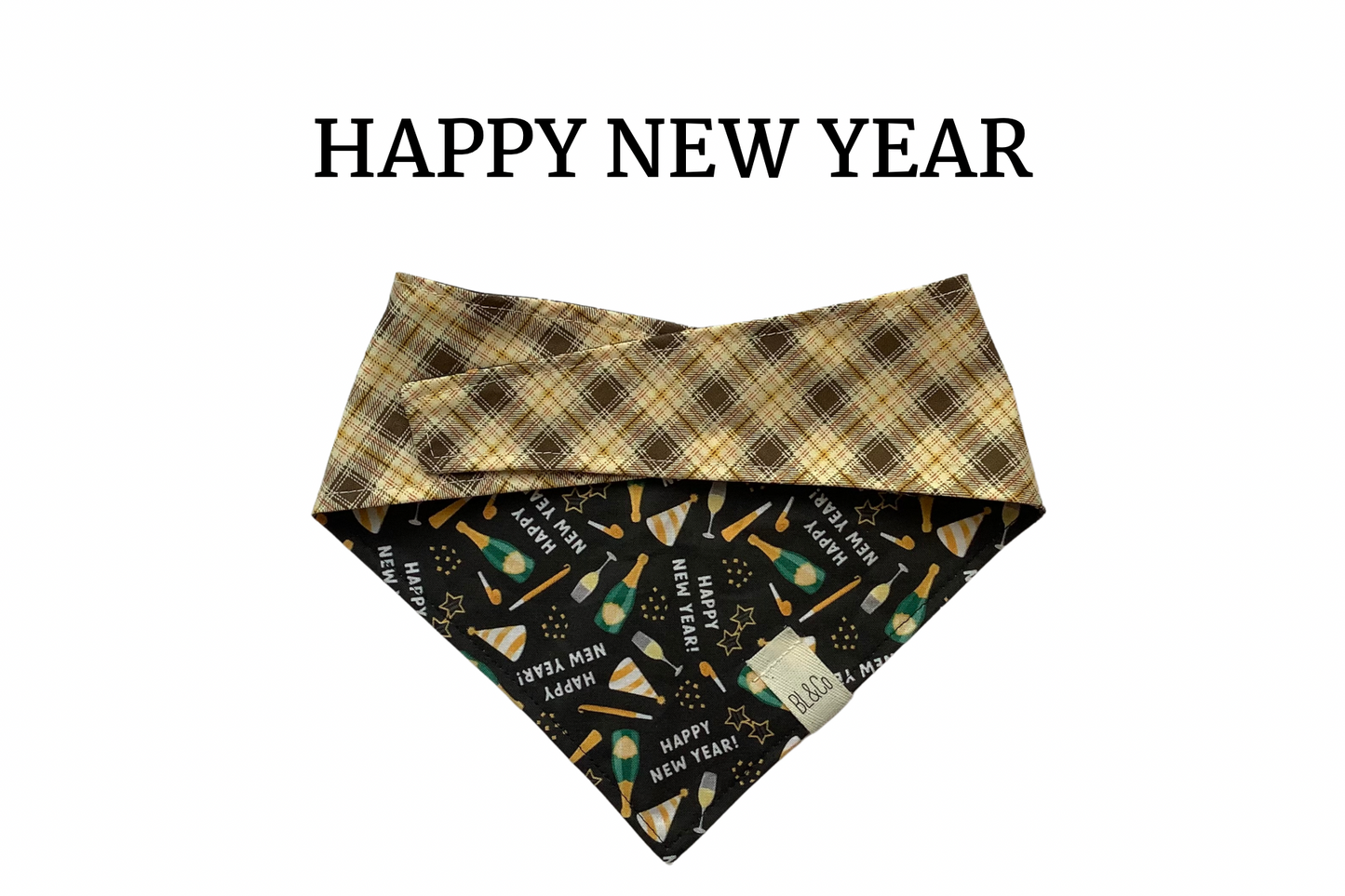 Happy New Year Reversible Tie/On Bandana
