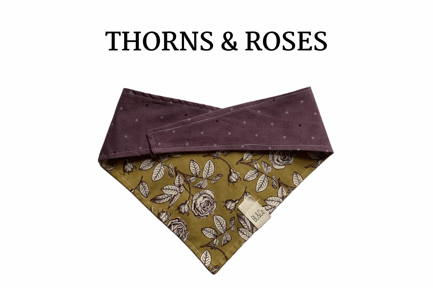 Vintage Roses & Purple Reversible Tie/On Bandana