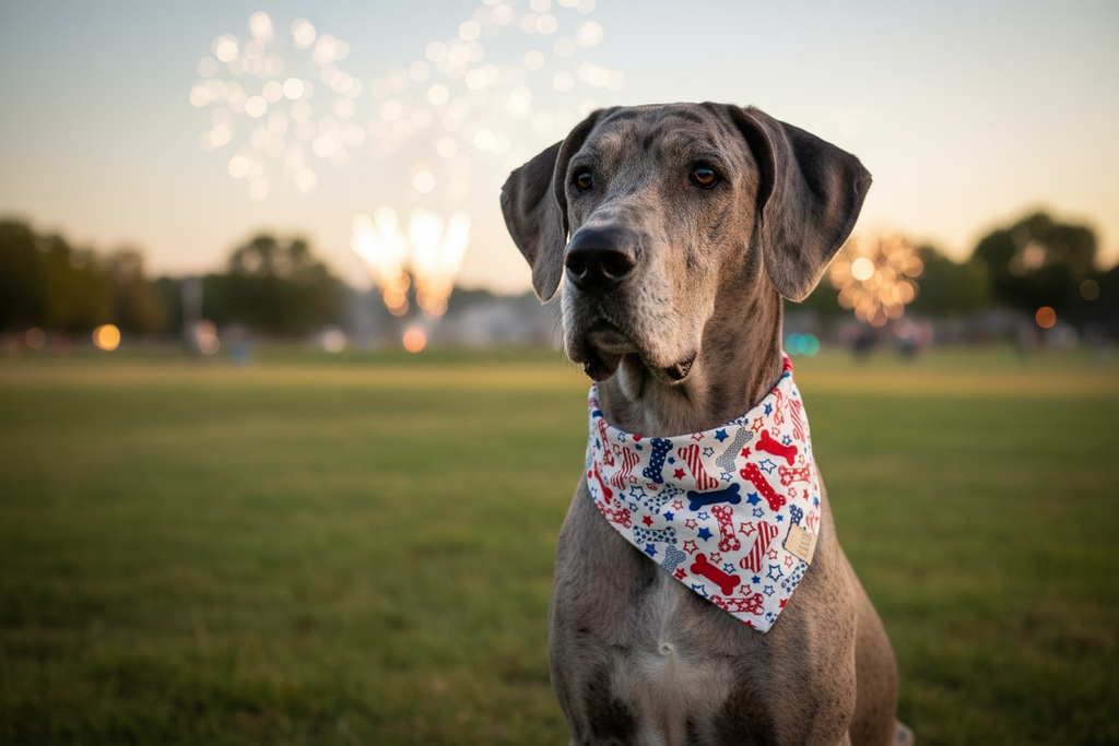 Red, White, Blue Bones + Waves Reversible Tie/On Bandana [Splish Splash]