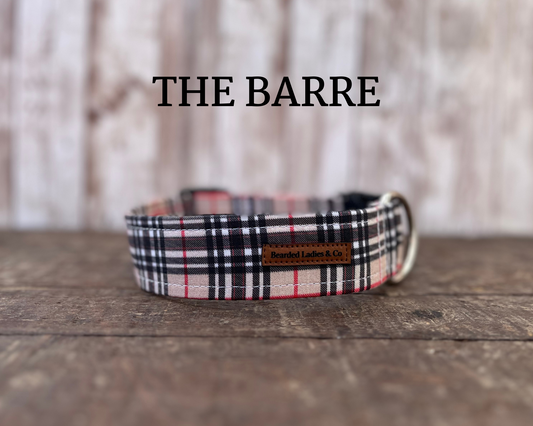 Cream, Black & Red Plaid Dog Collar