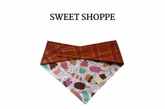 Tossed Ice Cream Cones & Orange Plaid Reversible Tie/On Bandana*