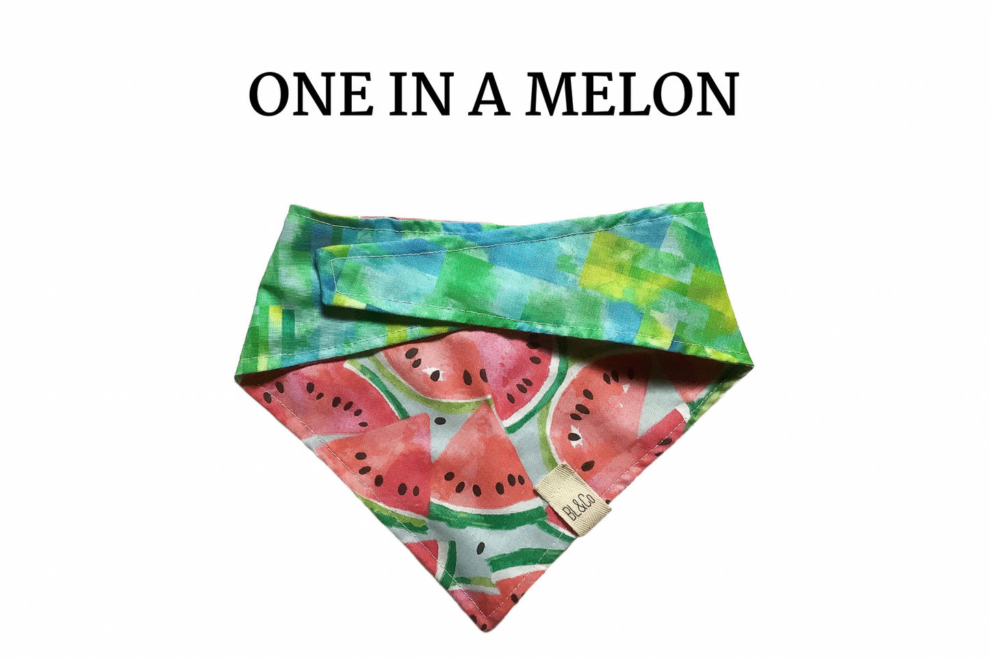 Vibrant Watermelons & Lime Green Geo Reversible Tie/On Bandana