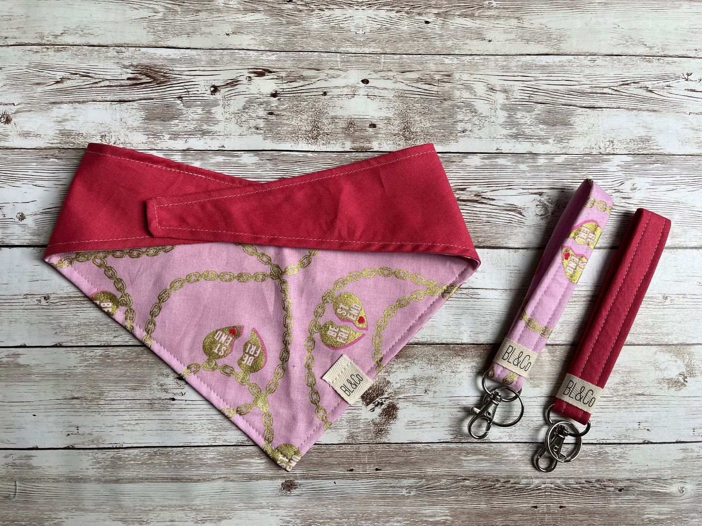 Pink Best Friend Necklace & Pink Reversible Tie/On Bandana