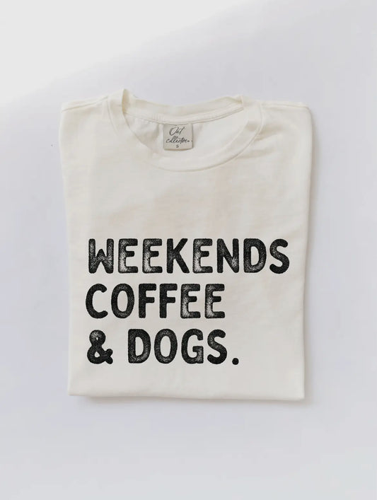 Weekends Coffee & Dogs. Mineral Graphic Top