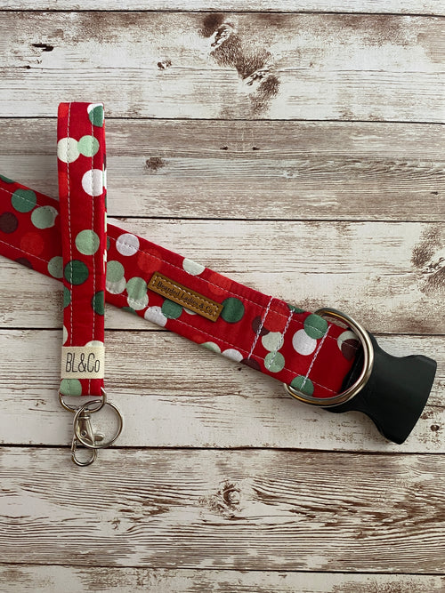 - Red with Green + White Dots Dog Collar