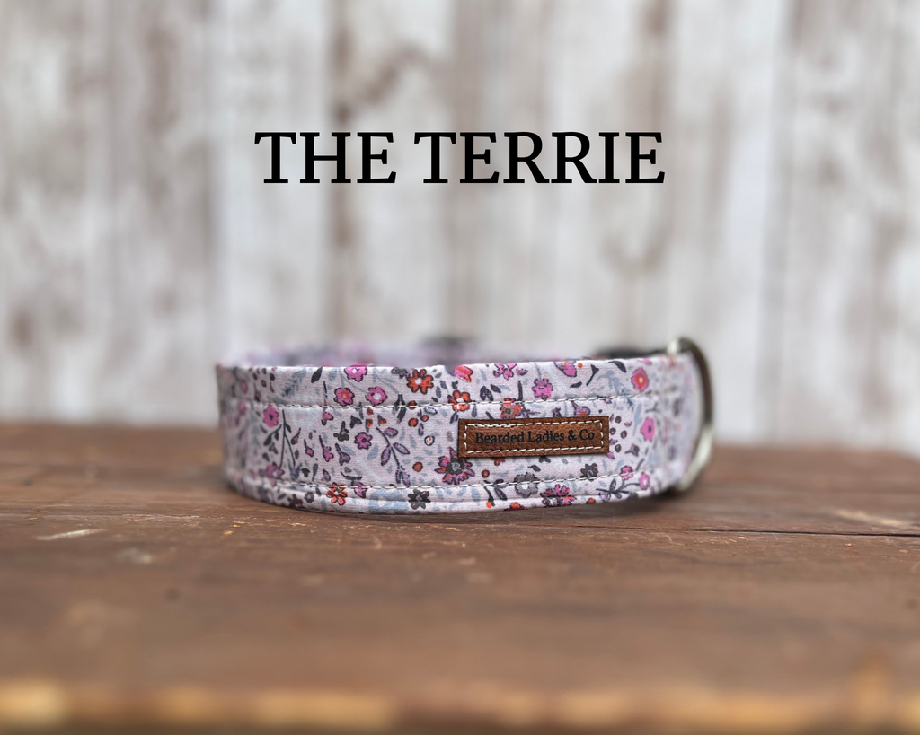 Skulls in a field of flowers Dog Collar [The Terrie]