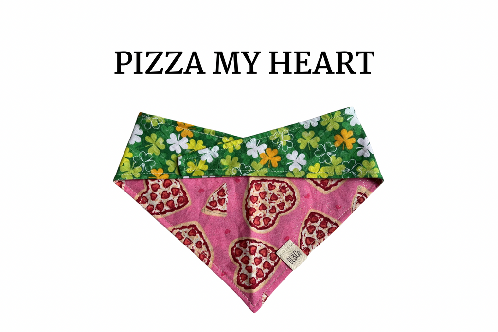 Heart shaped Pizza Pies & Shamrocks Reversible Tie/On Bandana