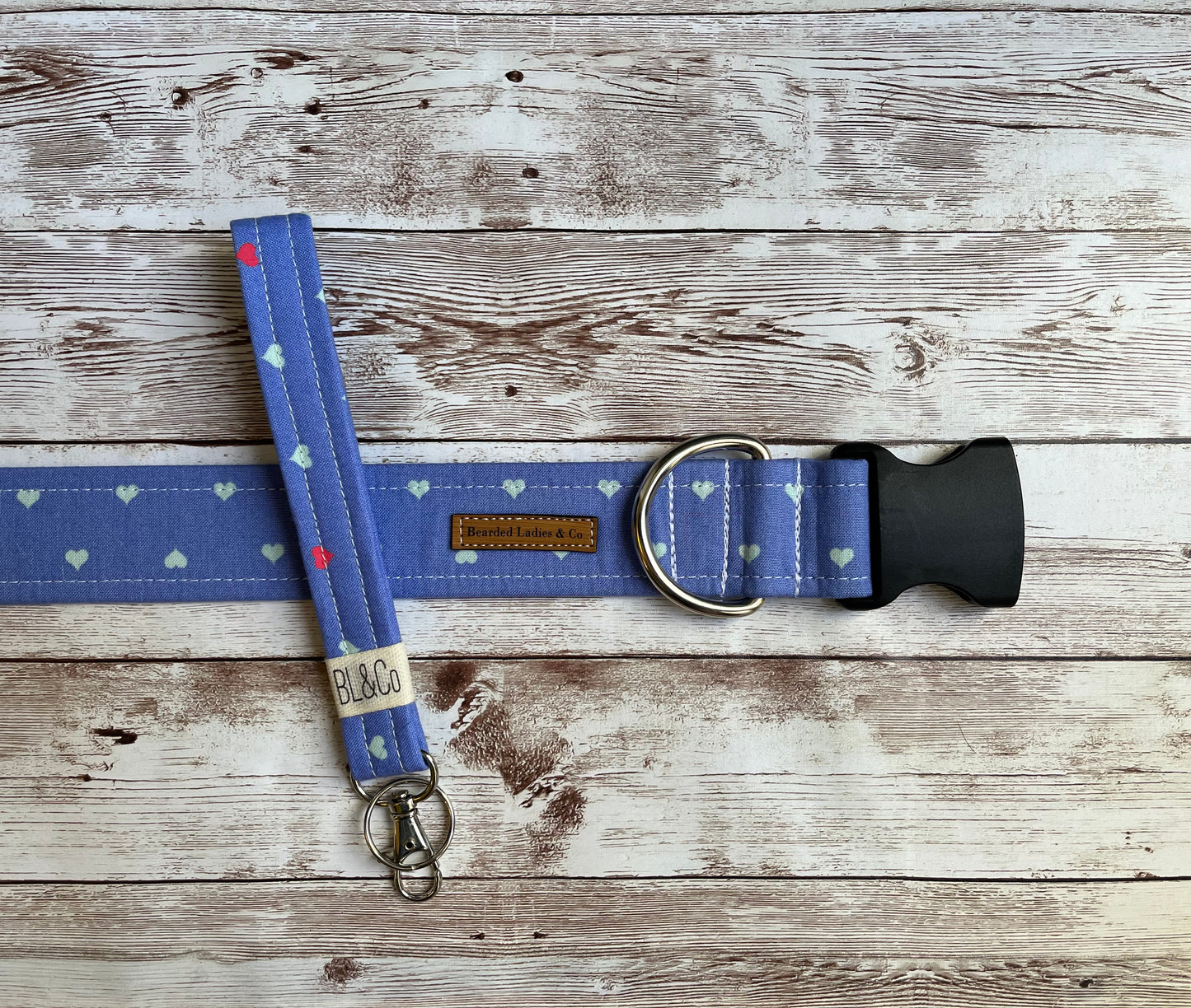 Periwinkle & Pink Hearts Dog Collar