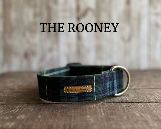 Dark Green & Navy Plaid Dog Collar