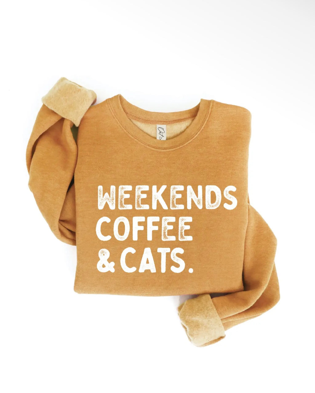 Weekends Coffee & Cats Sweatshirt [Mustard]