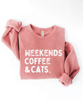 Weekends Coffee & Cats Sweatshirt [Mauve]