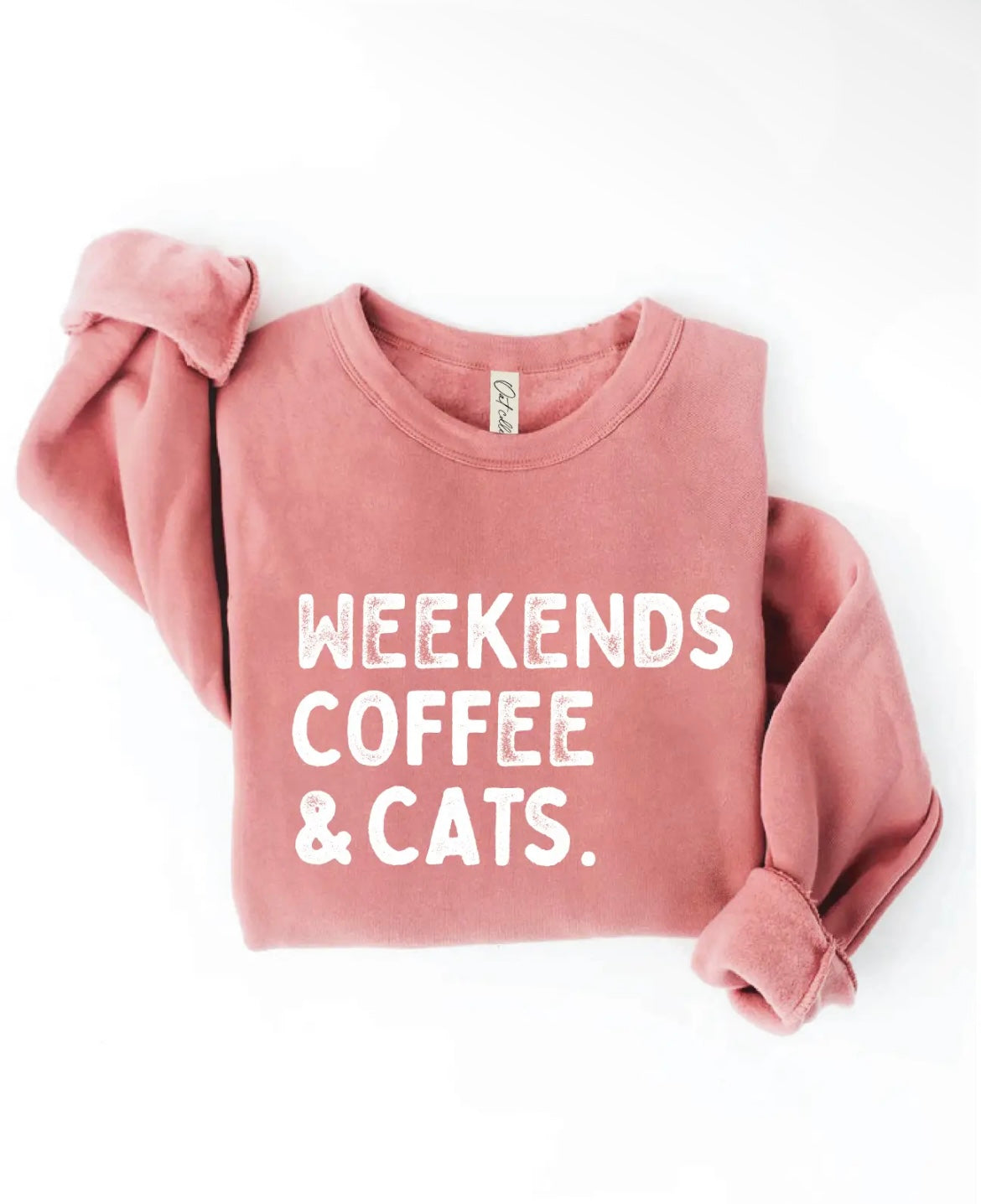 Weekends Coffee & Cats Sweatshirt [Mauve]