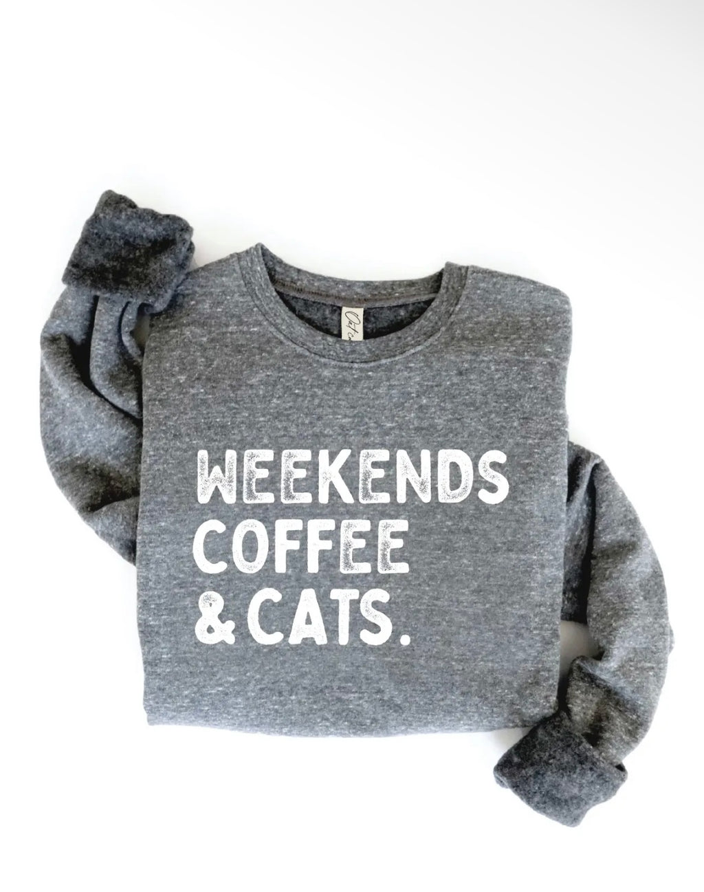 Weekends Coffee & Cats Sweatshirt [Dark Grey]