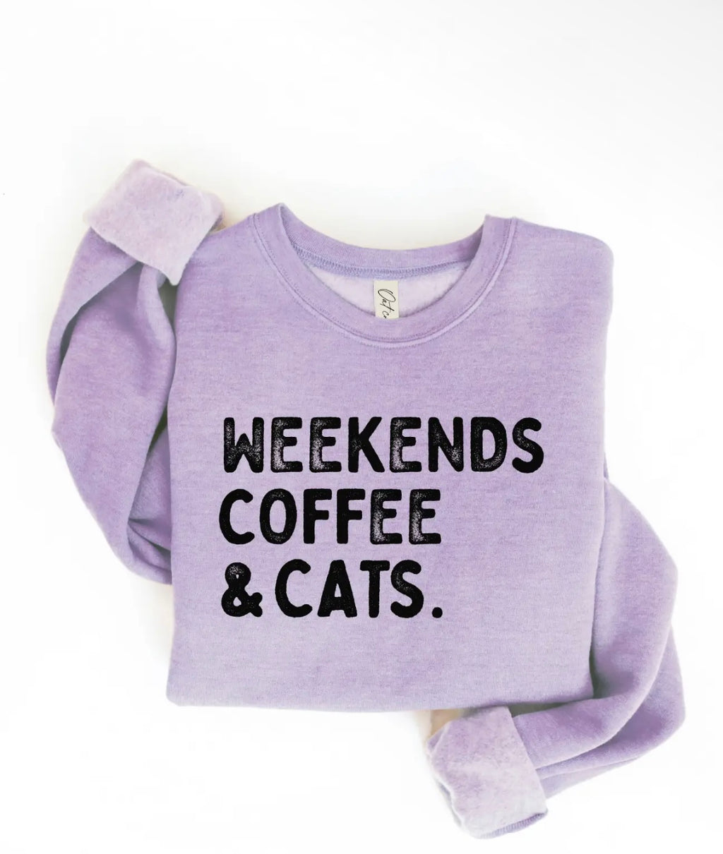 Weekends Coffee & Cats Sweatshirt [Lilac]