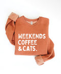 Weekends Coffee & Cats Sweatshirt [ Autumn Leaf]