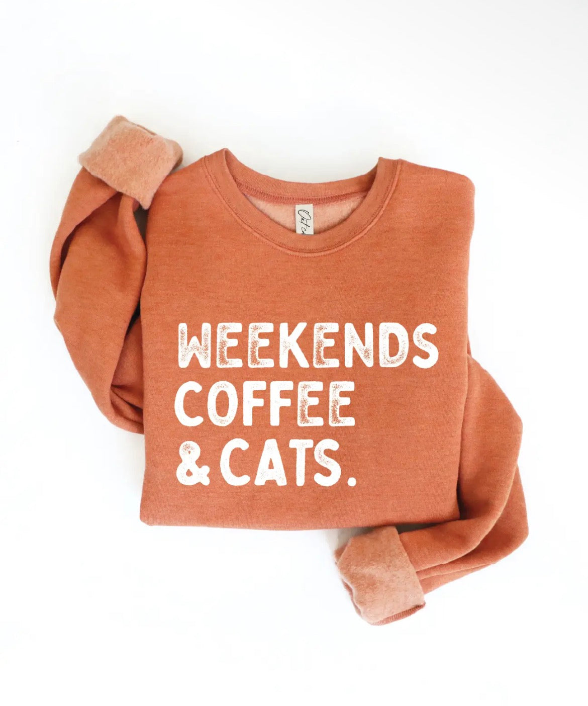 Weekends Coffee & Cats Sweatshirt [ Autumn Leaf]