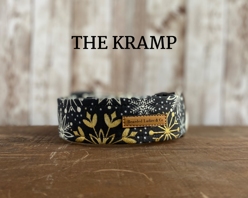 - Gold Metallic + White Snowflakes Dog Collar