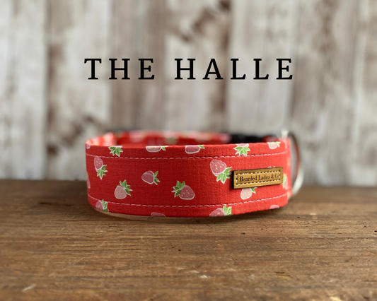 Dark Pink with Mini Strawberries Dog Collar