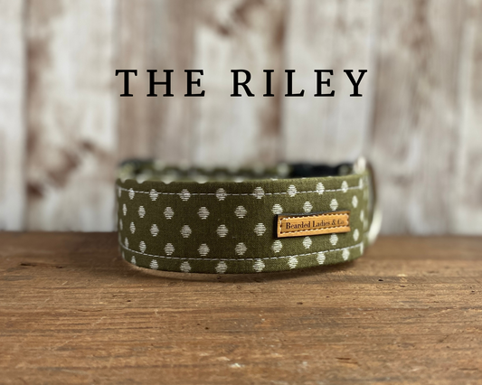 Green with Cream Shaded Hexagons Dog Collar