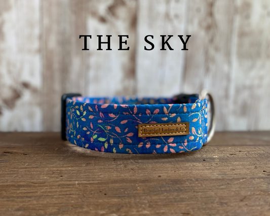 Teal Blue with Multicolor Vines Dog Collar*