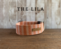 Salmon with Dark Coral Dots & Cream Stripes Dog Collar