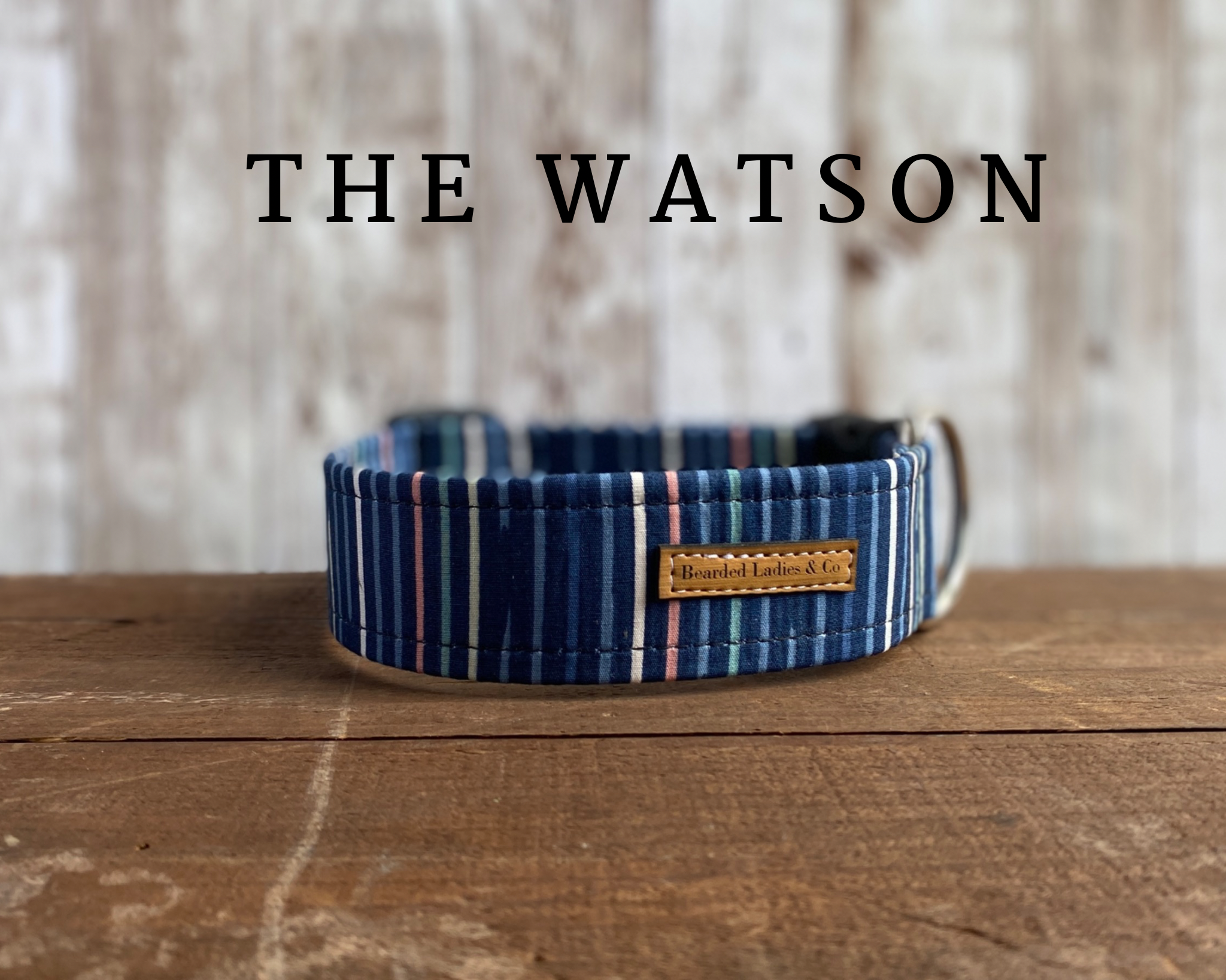 Navy Blue with Light Blue, Pink & Green Dog Collar