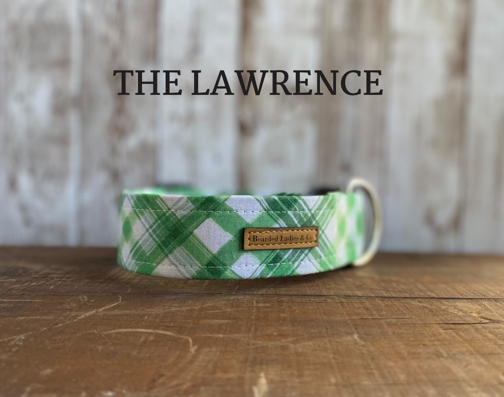 Green and White Plaid Dog Collar [The Lawrence]