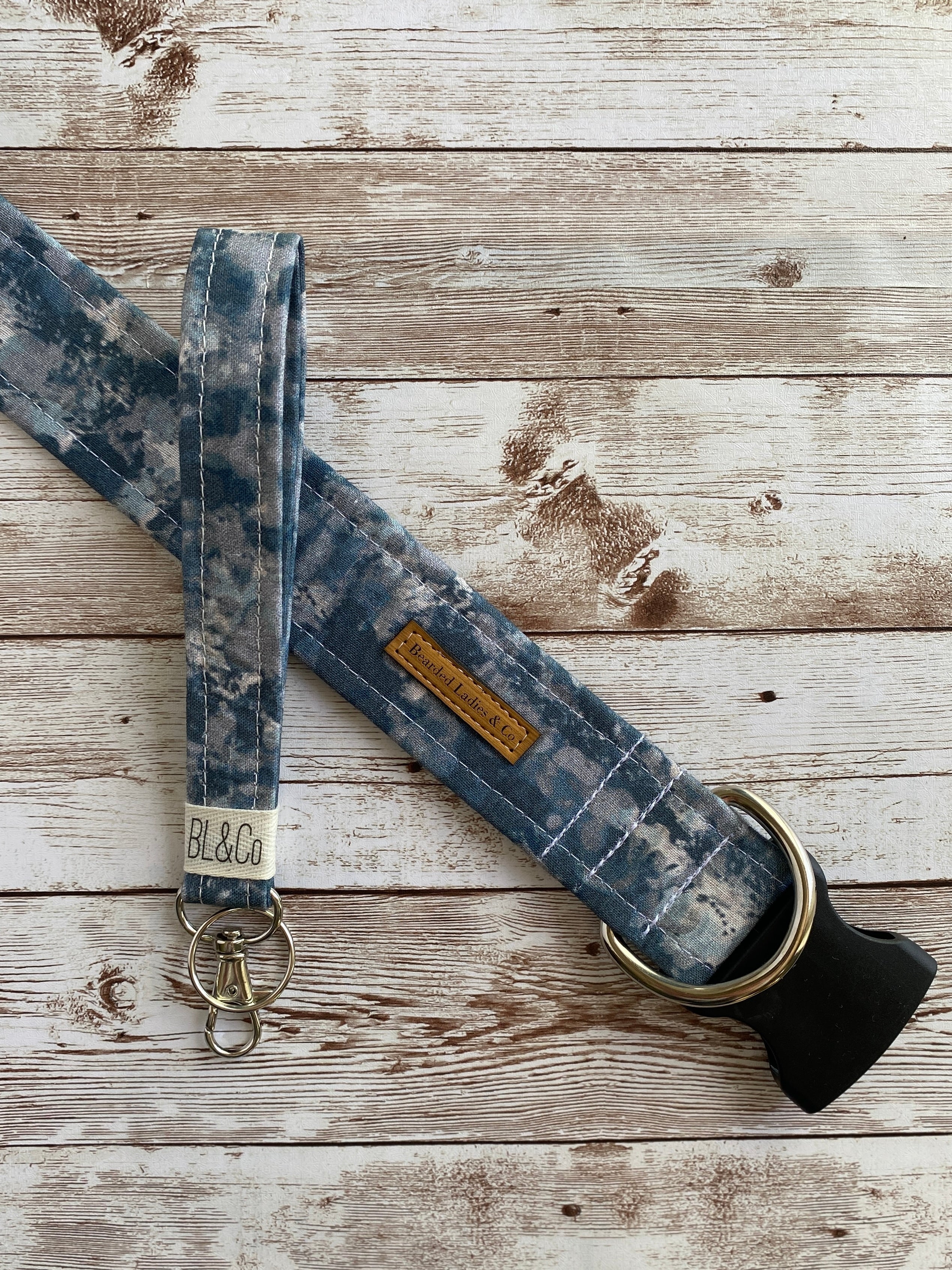 Steele Blue & Gray Abstract Dog Collar