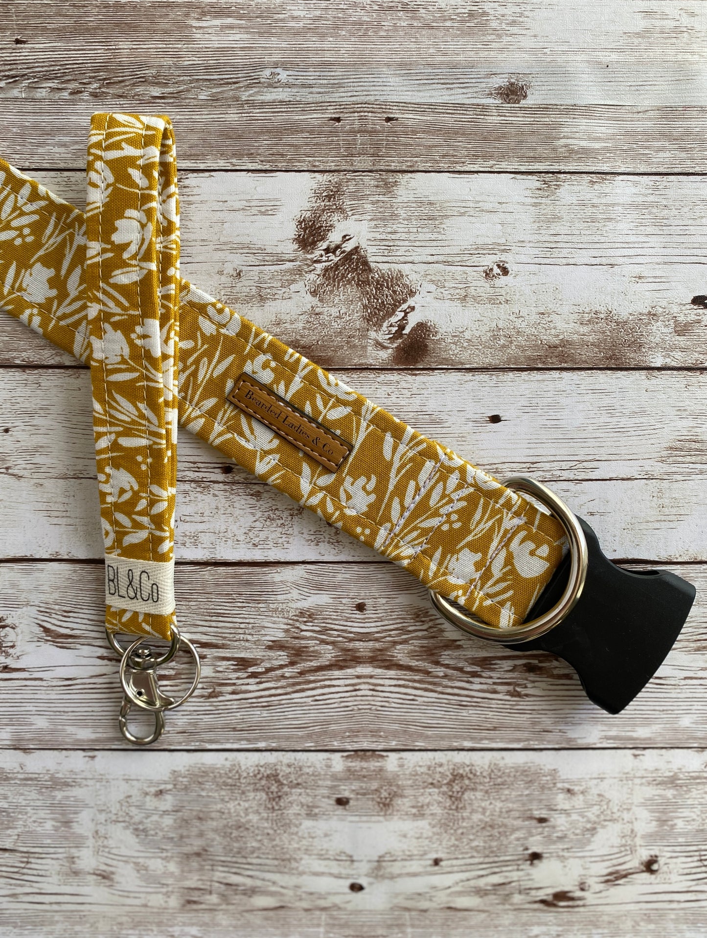 Mustard with Cream Floral Boho Style Dog Collar