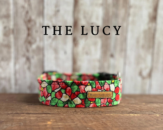 Red, White and Green Mosaic Dog Collar