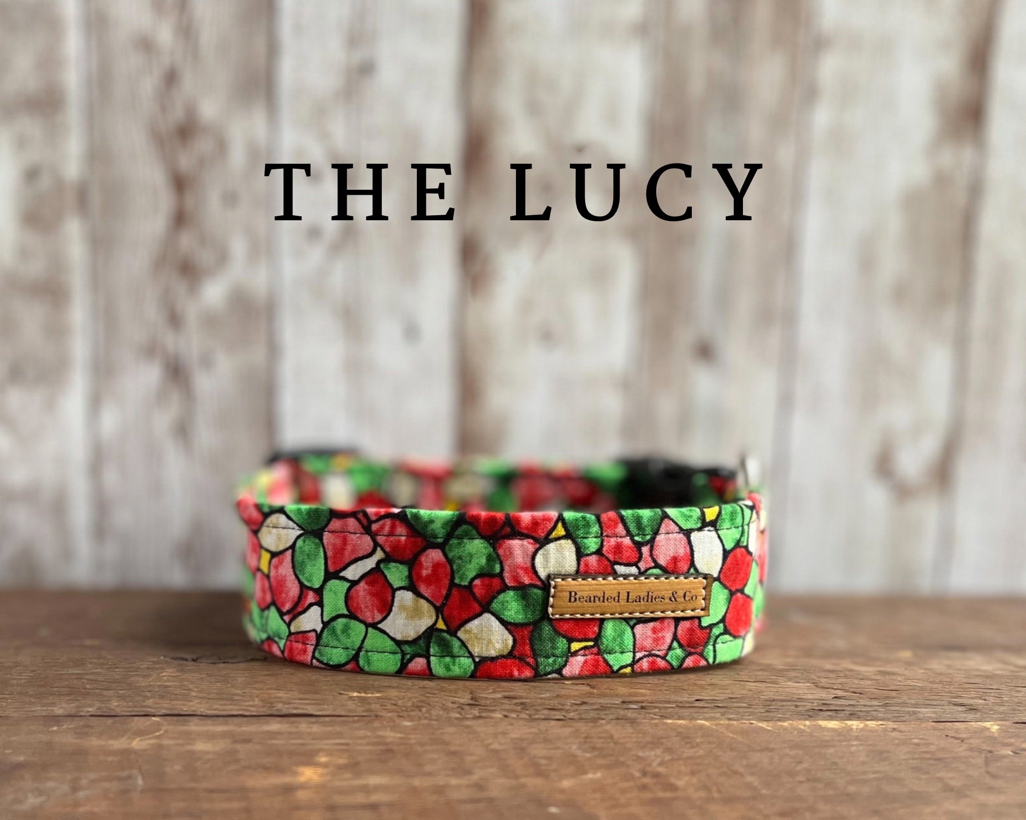 - Red, White and Green Mosaic Dog Collar