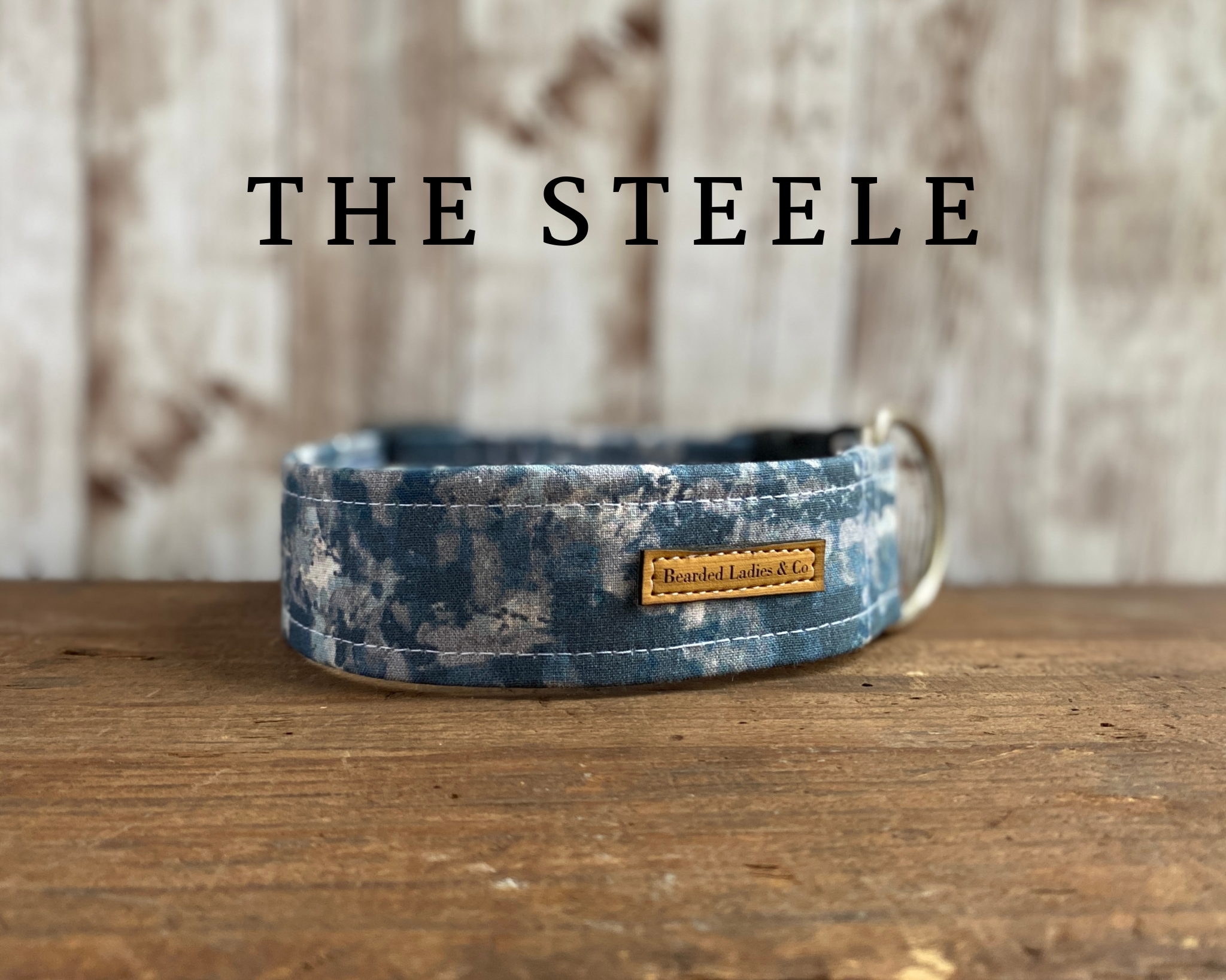 Steele Blue & Gray Abstract Dog Collar