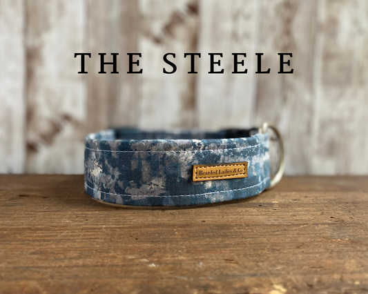Steele Blue & Gray Abstract Dog Collar*