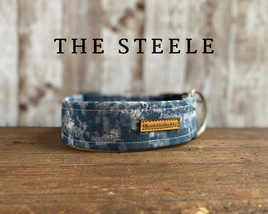 Steele Blue & Gray Abstract Dog Collar