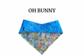 Pastel Bunnies & Vibrant Blue with Speckles Reversible Tie/On Bandana [Oh Bunny]