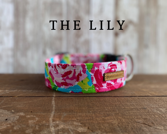 Pink & Green Floral Dog Collar