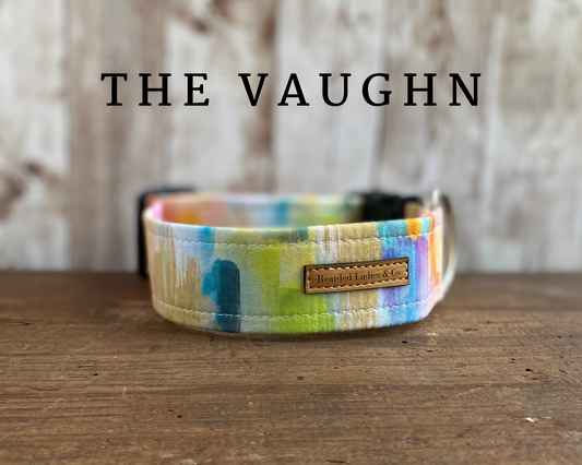 Tan, Green + Purple Brushstrokes Dog Collar*